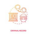 Criminal record red gradient concept icon
