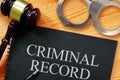 Criminal record is shown using the text as legal concept Royalty Free Stock Photo