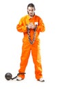 Criminal in robe in prison Royalty Free Stock Photo