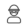 The criminal thief is a gangster icon vector. Isolated contour symbol illustration