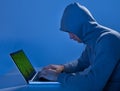 Criminal Using Laptop To Steal Data Royalty Free Stock Photo