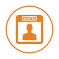 Criminal, wanted icon. Orange color vector EPS