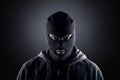 Criminal wearing black balaclava and hoodie