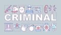 Criminal word concepts banner. Committing crime. Terrorist attack. Robber, housebreaker. Presentation, website. Isolated