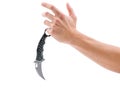 Criminality - Sharp pocketknife in the gand of a man Royalty Free Stock Photo