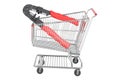 Crimper, crimp tool inside shopping cart, 3D rendering