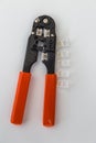 Crimping RJ45 LAN cable Royalty Free Stock Photo