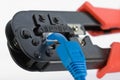 Crimping tool with RJ45 jack Royalty Free Stock Photo