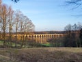 Crimple Valley viaduct near Harrogate glows in the evening sunlight