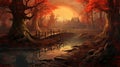 Crimson And Amber Fantasy Wallpaper With Rustic Realism