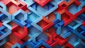 Crimson and Azure in Geometric Harmony: A Visual Exploration of Form AI Generated