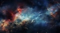 Crimson And Blue Nebula In Deep Space