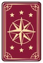 Crimson Card Back with Golden Star Compass Rose and Celestial Accents Royalty Free Stock Photo