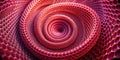 Crimson cellular spiral abstract 3d render of interlocking hexagonal forms. Generative AI Royalty Free Stock Photo
