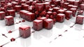 Crimson Interconnections: Small Metallic Cubes Forming a Network