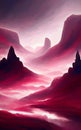 Crimson lands of fantasy - abstract digital art