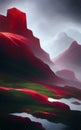 Crimson lands of fantasy - abstract digital art