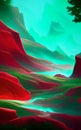 Crimson lands of fantasy - abstract digital art