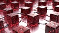 Crimson Mesh: Small Metallic Cubes Interwoven in a 3D Network
