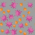 Crimson and orange blot cartoon seamless pattern 627