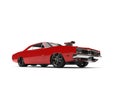 Crimson red American vintage muscle car - beauty shot Royalty Free Stock Photo