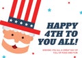 Crimson Red Stars Hat Illustraton Fourth of July Card