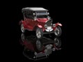 Crimson red vintage car on black Royalty Free Stock Photo