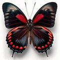 Crimson Rose Pachliopta hector butterfly. Beautiful Butterfly in Wildlife. Isolate on white background