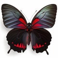 Crimson Rose Pachliopta hector butterfly. Beautiful Butterfly in Wildlife. Isolate on white background