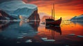 Crimson Skies and Frozen Wonders: A Stunning Arctic Sunset