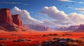 Crimson Skies: A Serene Post-Nuclear Desert Scene in Utah