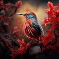 Crimson sunbird in Bardia, Nepal Made With Generative AI illustration