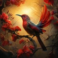 Crimson sunbird in Bardia, Nepal  Made With Generative AI illustration Royalty Free Stock Photo