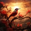 Crimson sunbird in Bardia, Nepal  Made With Generative AI illustration Royalty Free Stock Photo