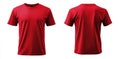 A crimson tee on a blank backdrop from the front and the back. Royalty Free Stock Photo