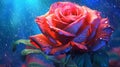 Crimson Temptation: A Drip Painting Rose for a Passionate Valentine\'s Day Royalty Free Stock Photo