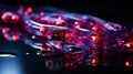 Crimson Threads of Connectivity: Red Fiber Optic Cable Royalty Free Stock Photo