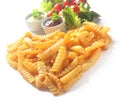 Crinkle Cut French Fries with Dips and Garnishes