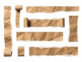 Crinkled brown paper strips and rolls transparent background Royalty Free Stock Photo