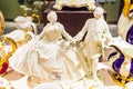 Cavalier and lady white figurines on display Meissen porcelain museum Germany Royalty Free Stock Photo