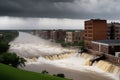 Crippling Deluge Overpowers Structures: Cascading Water Undermines Foundations, Buildings in Various States of Peril