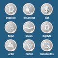 Cripto currency silver logo coins