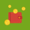 Cripto currency. Vector. Golden bitcoin sign icon flat network Royalty Free Stock Photo