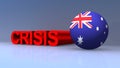 Crisis with Australia flag on blue