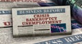 Crisis, bankruptcy and unemployment business news. Daily newspaper print Royalty Free Stock Photo