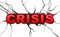 Crisis concept on white craked surface