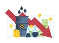 Crisis, drop in incomes, profits, fall in cost of oil. Royalty Free Stock Photo