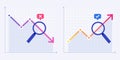 Crisis and growth analytics. Business analyst, financial stabilization and sales arrow graph prediction flat vector