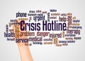 Crisis hotline word cloud and hand with marker concept Royalty Free Stock Photo