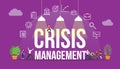 Crisis management company concept with people and big text word and related icon flat